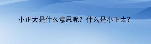 小正太是什么意思呢？什么是小正太？