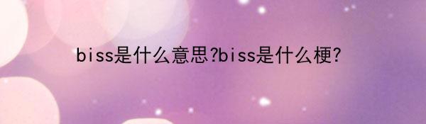 biss是什么意思?biss是什么梗？