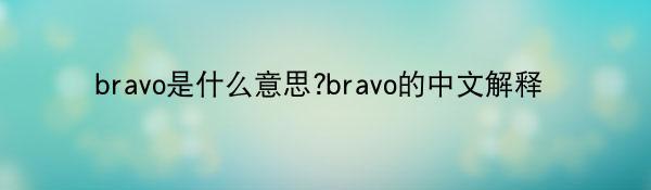 bravo是什么意思?bravo的中文解释