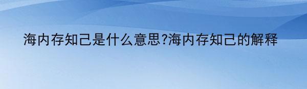 海内存知己是什么意思?海内存知己的解释