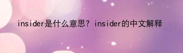 insider是什么意思? insider的中文解释