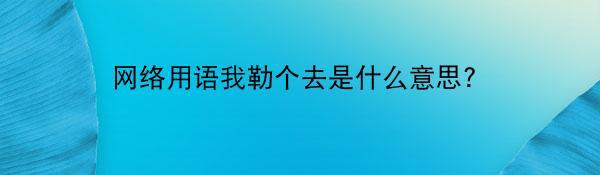 网络用语我勒个去是什么意思?