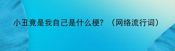 小丑竟是我自己是什么梗？（网络流行词）