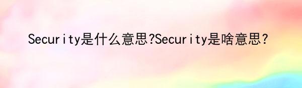 Security是什么意思?Security是啥意思？