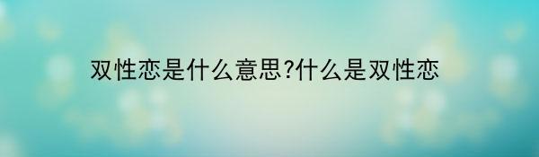 双性恋是什么意思?什么是双性恋