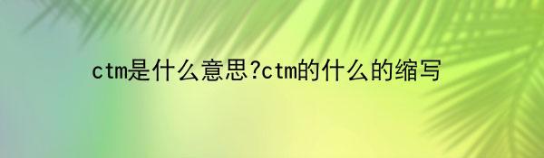 ctm是什么意思?ctm的什么的缩写