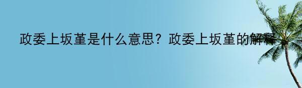 政委上坂堇是什么意思? 政委上坂堇的解释