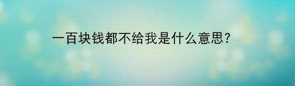 一百块钱都不给我是什么意思?