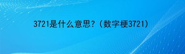 3721是什么意思?（数字梗3721）