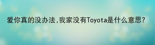 爱你真的没办法,我家没有Toyota是什么意思?