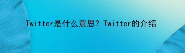 Twitter是什么意思? Twitter的介绍