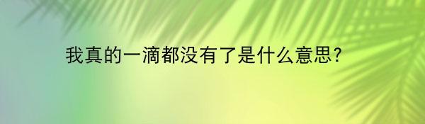 我真的一滴都没有了是什么意思?