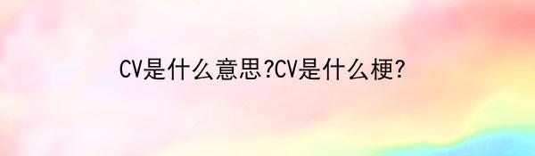 CV是什么意思?CV是什么梗？