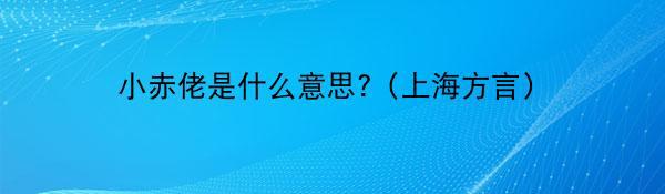 小赤佬是什么意思?（上海方言）