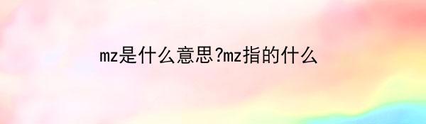 mz是什么意思?mz指的什么