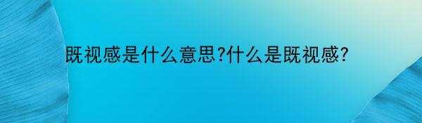 既视感是什么意思?什么是既视感？