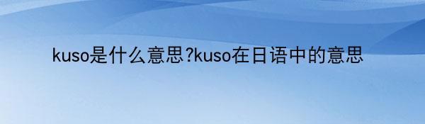 kuso是什么意思?kuso在日语中的意思