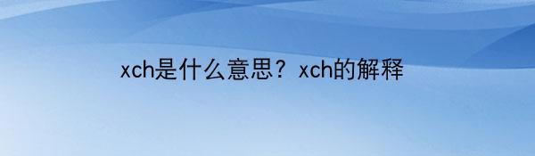 xch是什么意思? xch的解释