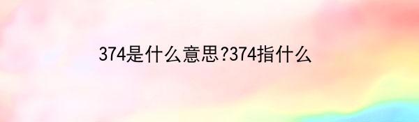 374是什么意思?374指什么