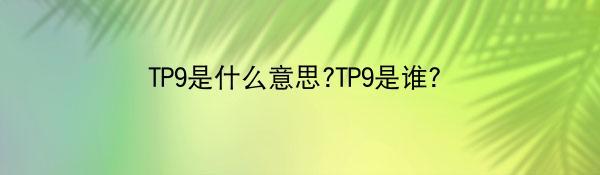 TP9是什么意思?TP9是谁？