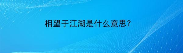 相望于江湖是什么意思?