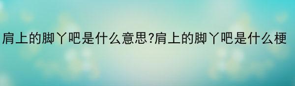 肩上的脚丫吧是什么意思?肩上的脚丫吧是什么梗