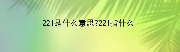 221是什么意思?221指什么