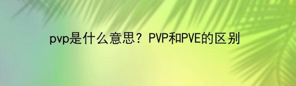 pvp是什么意思？PVP和PVE的区别