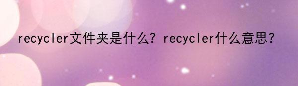 recycler文件夹是什么？recycler什么意思？