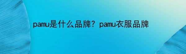 pamu是什么品牌？pamu衣服品牌