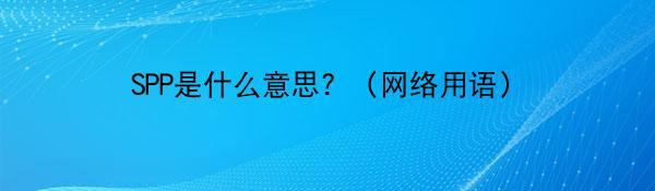 SPP是什么意思？（网络用语）