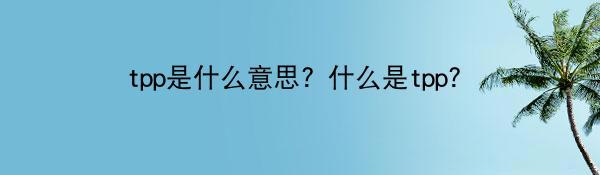 tpp是什么意思？什么是tpp?