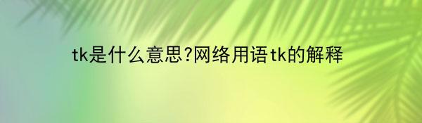 tk是什么意思?网络用语tk的解释