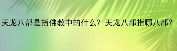 天龙八部是指佛教中的什么？天龙八部指哪八部?