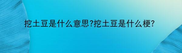 挖土豆是什么意思?挖土豆是什么梗?