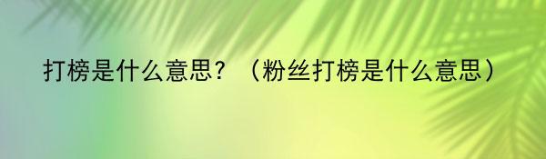 打榜是什么意思? （粉丝打榜是什么意思）