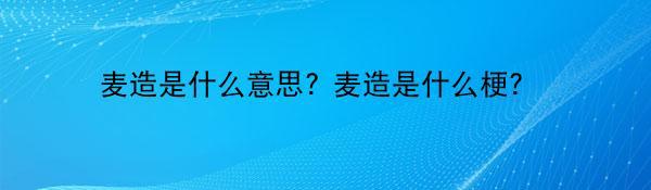 麦造是什么意思? 麦造是什么梗?