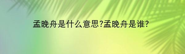 孟晚舟是什么意思?孟晚舟是谁？