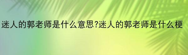 迷人的郭老师是什么意思?迷人的郭老师是什么梗