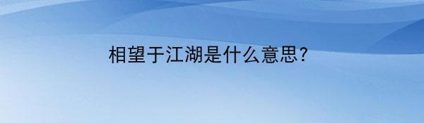 相望于江湖是什么意思?