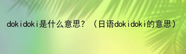 dokidoki是什么意思？（日语dokidoki的意思）