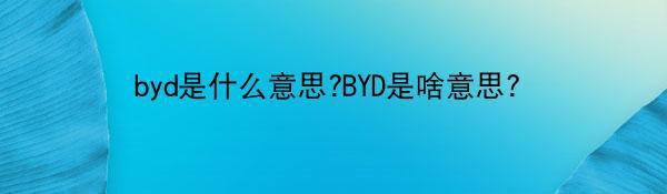 byd是什么意思?BYD是啥意思？