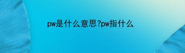 pw是什么意思?pw指什么