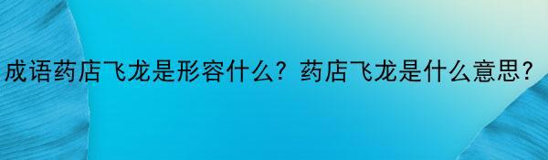 成语药店飞龙是形容什么？药店飞龙是什么意思？