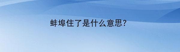 蚌埠住了是什么意思?