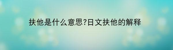 扶他是什么意思?日文扶他的解释