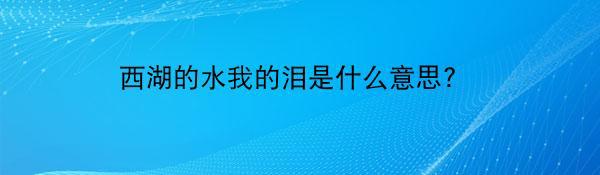 西湖的水我的泪是什么意思?