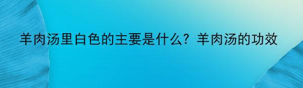 羊肉汤里白色的主要是什么？羊肉汤的功效