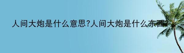 人间大炮是什么意思?人间大炮是什么东西？