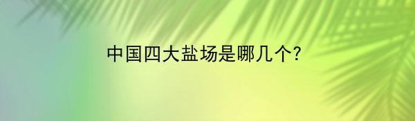 中国四大盐场是哪几个？